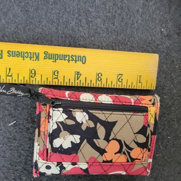 Vera Bradley Bittersweet Euro Wallet Quilted Floral Black Red Gold Retro Colorfu - Picture 10 of 10
